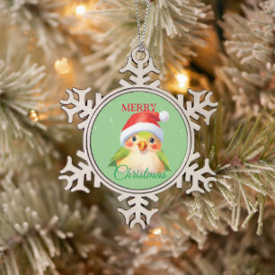 Süße Safari-Tier-Vogel-Santa-Weihnachtskostüm Schneeflocken Zinn-Ornament