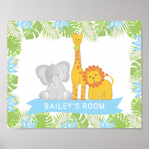 Süße Safari-Tiere Baby Jungen Kinderzimmer Poster