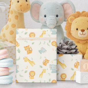 Süße Safari-Tiere Dschungel Kinder Geburtstagsfeie Geschenkpapier