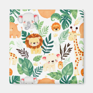 Süße Safari-Tiere Dschungel-Muster Magnet
