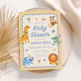 Süße Safari-Tiere Junge Baby-Party Einladung
