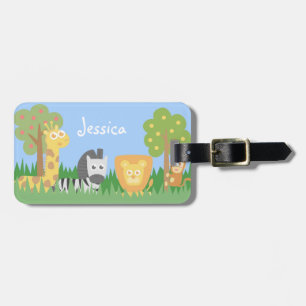 Süße Safari-Tiere Kinder Bunte Personalisierte Gepäckanhänger