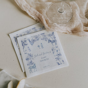 Süße Safari-Toile-de-Jouy   Blaue Babyparty  Serviette