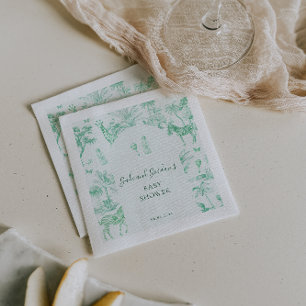 Süße Safari Toile de Jouy   Mint Babyparty Serviette