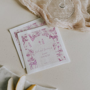Süße Safari Toile de Jouy   Rosa Babyparty Serviette