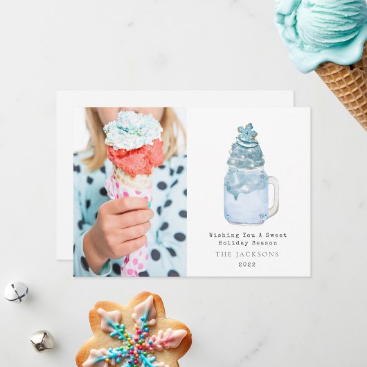 Süße Saison Blaue Schneeflocken-Milchshake Weihnac Feiertagskarte