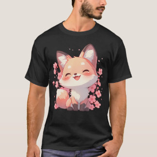 Süße Sakura Kitsune Fuchs Kirsche T-Shirt