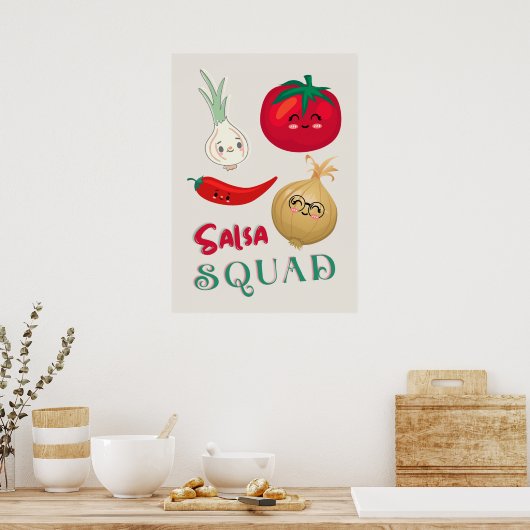 Süße Salsa-Truppe Gemüse-Illustration Poster (Küche)