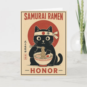 Süße Samurai-Katze Japanische Ramen-Illustration G Karte