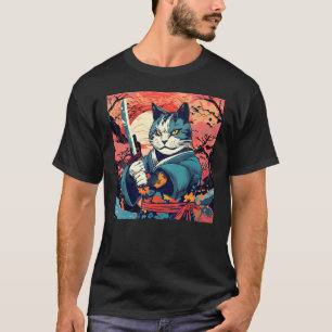 Süße Samurai-Katze Japanisches Tattoo Vintage Kabu T-Shirt