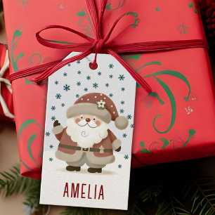 Süße Santa-Claus-Schneeflocken-Zeichnung Weihnacht Geschenkanhänger