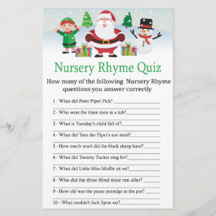 Süße Santa-Kinderreim-Quiz-Baby-Shower-Spiel