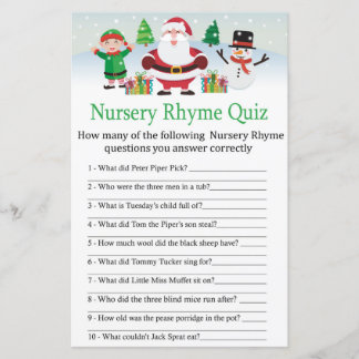 Süße Santa-Kinderreim-Quiz-Baby-Shower-Spiel