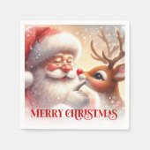 Süße Santa-Rudolph-Weihnachts-Dinner-Servietten Serviette (Vorderseite)