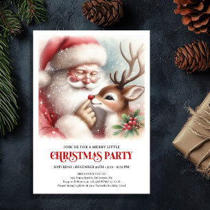 Süße Santa-Rudolph-Winter-Weihnachtsfeier-Einladun Einladung