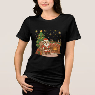 Süße Santa- und Rentier-Weihnachtsillustration Tri-Blend Shirt