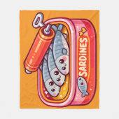Süße Sardinen Fisch Cartoon Fleecedecke (Vorderseite)