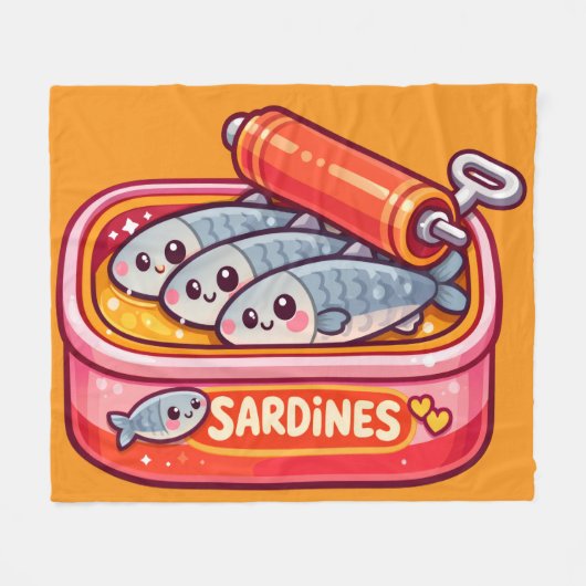 Süße Sardinen Fisch Cartoon Fleecedecke (Vorderseite (Horizontal))