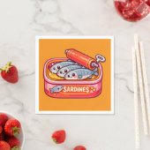 Süße Sardinen Fisch Cartoon Serviette (Beispiel)