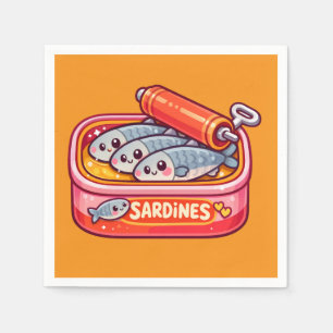 Süße Sardinen Fisch Cartoon Serviette