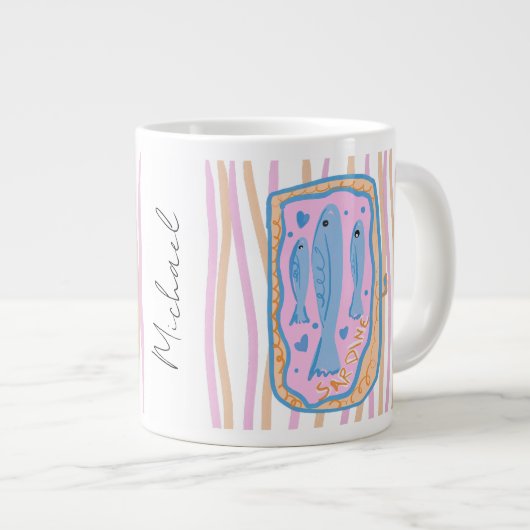 Süße Sardinen-Kunst Jumbo-Tasse (Vorderseite Rechts)