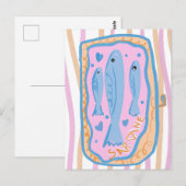 Süße Sardinen-Kunst Postkarte (Vorne/Hinten)