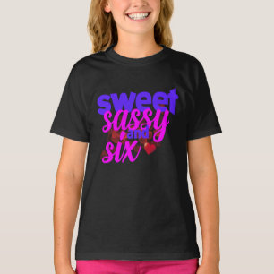 Süße Sassy und sechs 6. Geburtstags Mädchen Rosa u T-Shirt