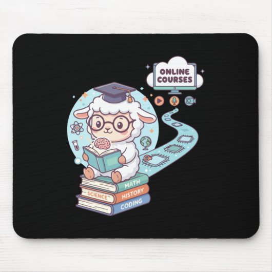 Süße Schaf-Figur lernt Online-Kurse Mousepad (Vorne)