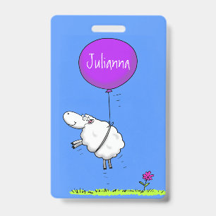 Süße Schafballon-Comic-Humor-Illustration Ausweis