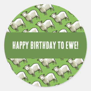 Süße Schafe Alles Gute zum Geburtstag Pixel-Art-Mu Runder Aufkleber