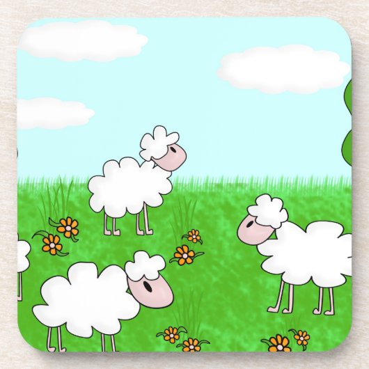 Süße Schafkinder-Illustration Untersetzer (Vorderseite)