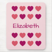 Süße Schattierungen von rosa Herzen Mustername Mousepad (Vorne)