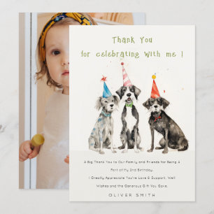 Süße Schick Kids Pawty Hund Geburtstagsfoto Dankeskarte