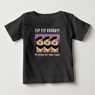 Süße Schicke Corgi-Hunde Yip Yip Hurra Happy Birth Baby T-shirt