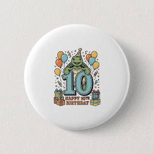 Süße Schildkröte 10. Geburtstag Vintage-Party-Desi Button