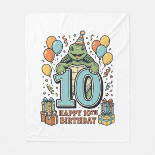 Süße Schildkröte 10. Geburtstag Vintage-Party-Desi Fleecedecke