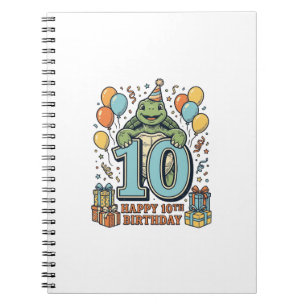 Süße Schildkröte 10. Geburtstag Vintage-Party-Desi Notizblock