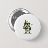 Süße Schildkröte Baseball-Schläger Vintage-Vektor- Button (Vorne & Hinten)
