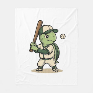 Süße Schildkröte Baseball-Schläger Vintage-Vektor- Fleecedecke