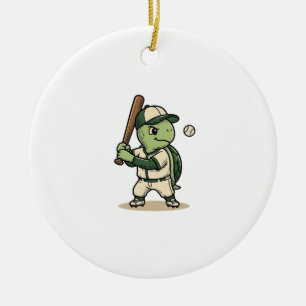 Süße Schildkröte Baseball-Schläger Vintage-Vektor- Keramik Ornament