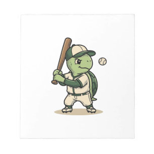 Süße Schildkröte Baseball-Schläger Vintage-Vektor- Notizblock