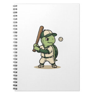Süße Schildkröte Baseball-Schläger Vintage-Vektor- Notizblock