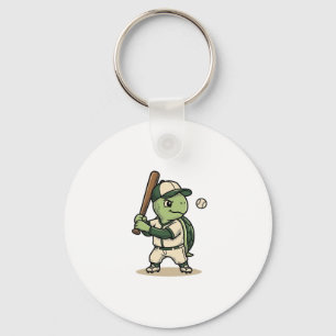 Süße Schildkröte Baseball-Schläger Vintage-Vektor- Schlüsselanhänger