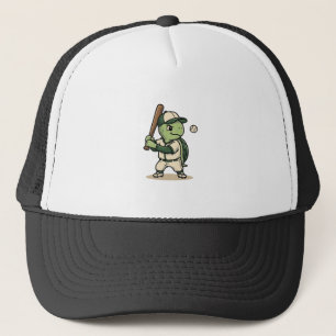 Süße Schildkröte Baseball-Schläger Vintage-Vektor- Truckerkappe