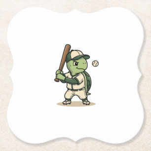 Süße Schildkröte Baseball-Schlagmann Vintage-Vekto Untersetzer