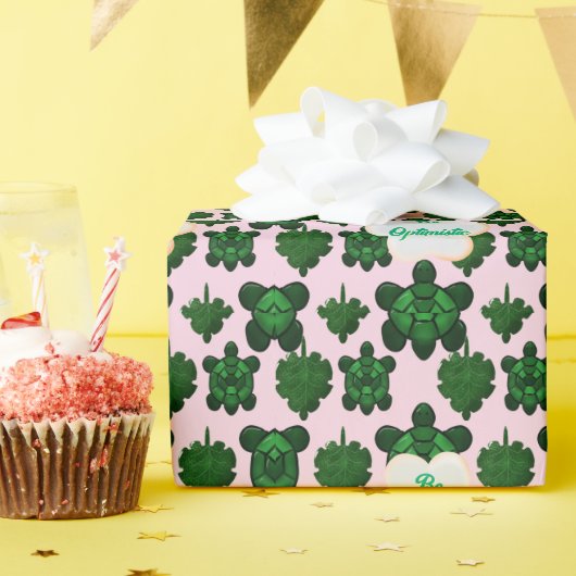 Süße Schildkröte Blätter Nahtloses Muster, Tropisc Geschenkpapier (Geburtstagsparty)