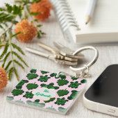 Süße Schildkröte Blätter Nahtloses Muster, Tropisc Schlüsselanhänger (Vorderseite rechts)