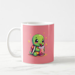 Süße Schildkröte, die Boba trinkt. Lustige Boba-Sc Kaffeetasse