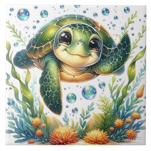 Süße Schildkröte Fliese (Vorderseite)