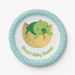 Süße Schildkröte in Ei Punkten Baby Shower Teller